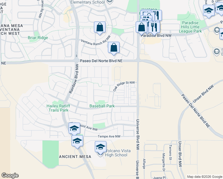 map of restaurants, bars, coffee shops, grocery stores, and more near 6901 Tijeras Creek Road Northwest in Albuquerque