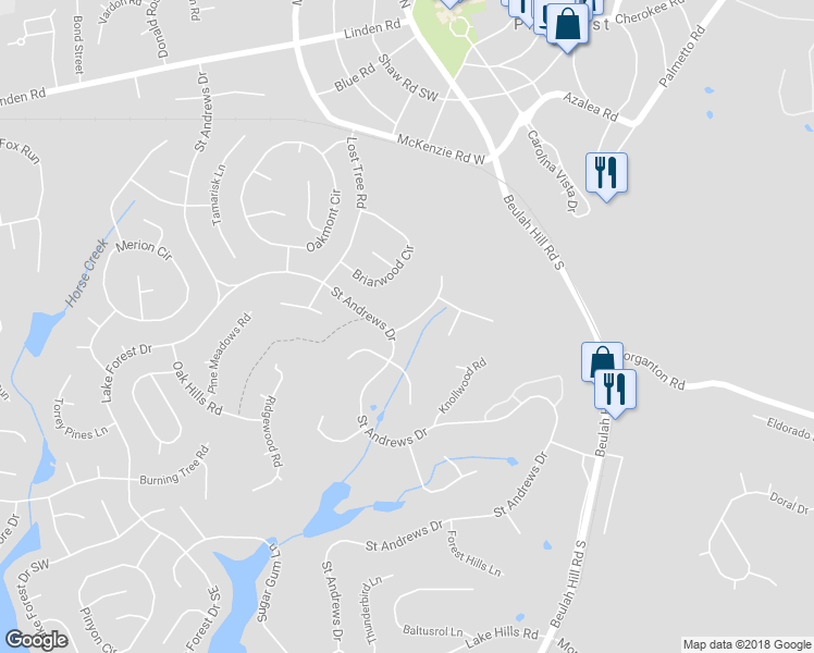 map of restaurants, bars, coffee shops, grocery stores, and more near 22 Pine Valley Road in Pinehurst
