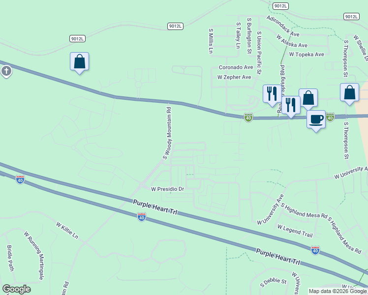 map of restaurants, bars, coffee shops, grocery stores, and more near 2776 West Pico Del Monte Circle in Flagstaff