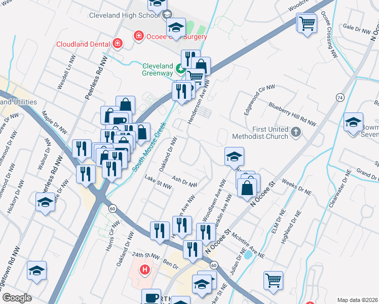 map of restaurants, bars, coffee shops, grocery stores, and more near 3007 Henderson Ave in Cleveland