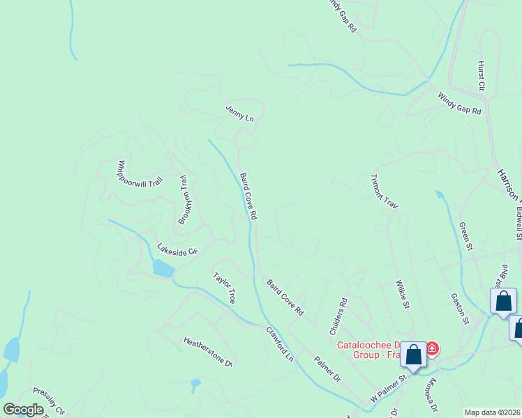 map of restaurants, bars, coffee shops, grocery stores, and more near 843 Baird Cove Road in Franklin