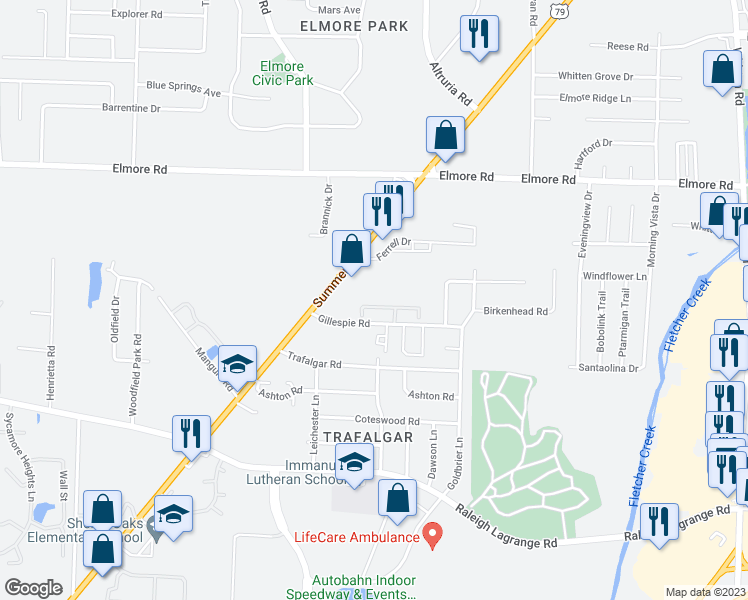 map of restaurants, bars, coffee shops, grocery stores, and more near 6318 Shelby Briar Drive in Memphis