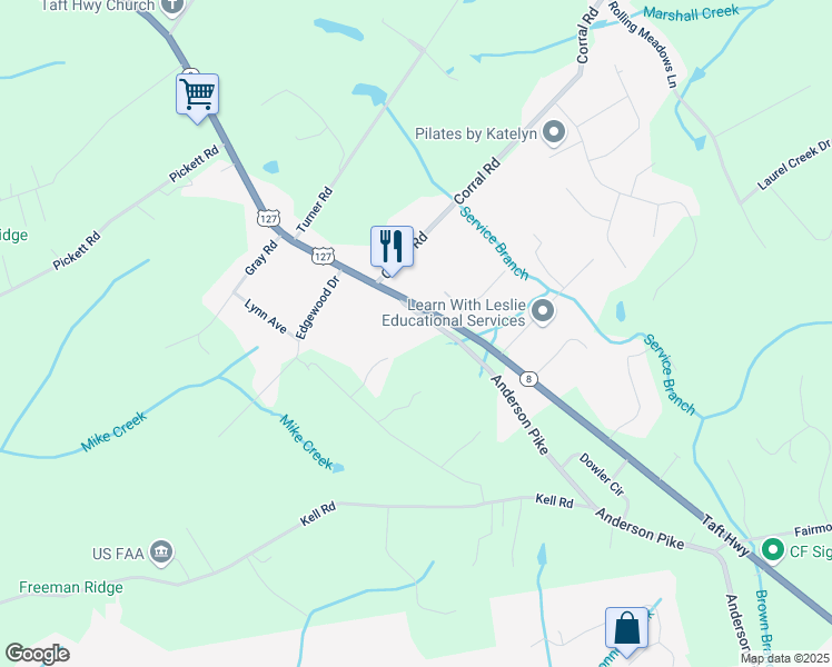 map of restaurants, bars, coffee shops, grocery stores, and more near 5109 Anderson Pike in Signal Mountain