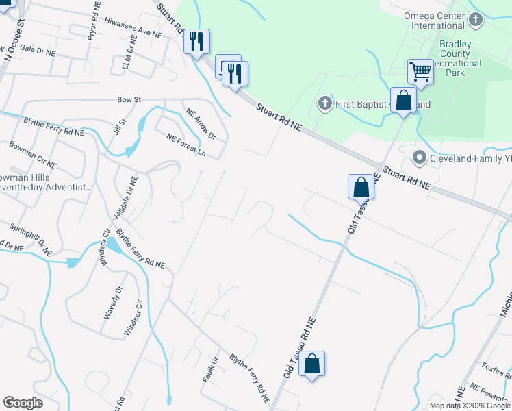 map of restaurants, bars, coffee shops, grocery stores, and more near 1481 Woodland Cove Drive Northeast in Cleveland