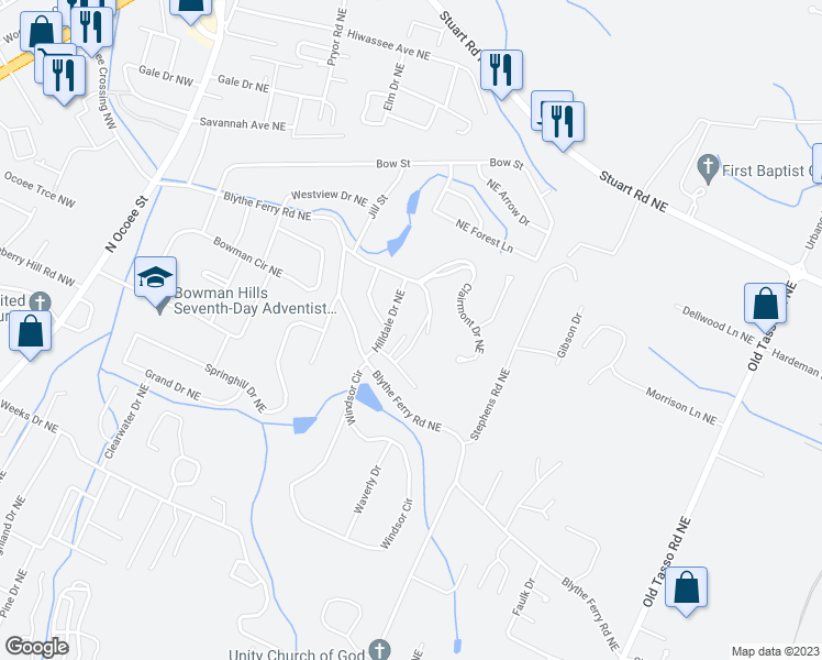 map of restaurants, bars, coffee shops, grocery stores, and more near 3728 Cliffside Drive Northeast in Cleveland
