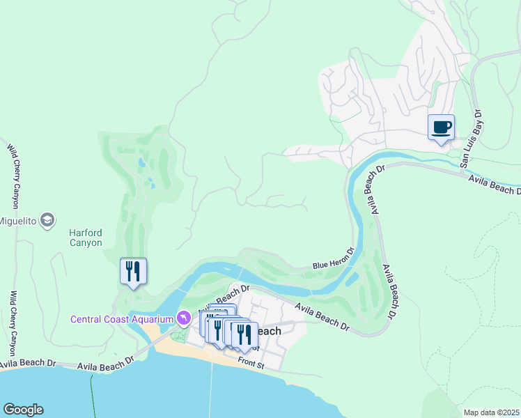 map of restaurants, bars, coffee shops, grocery stores, and more near 2665 Vista De Avila in Avila Beach