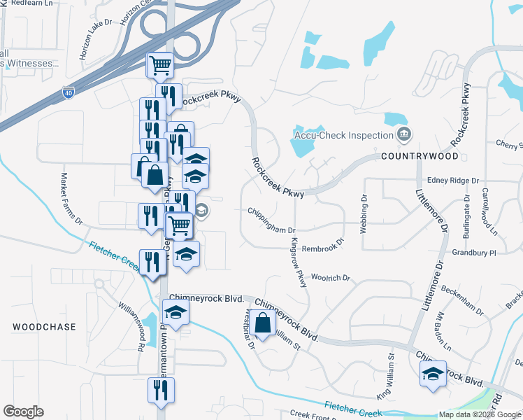 map of restaurants, bars, coffee shops, grocery stores, and more near 8285 Chippingham Drive in Memphis