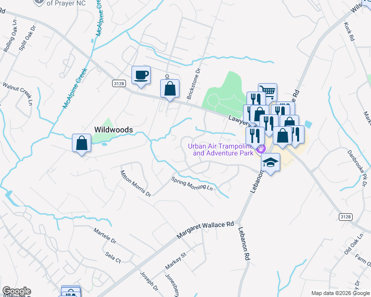 map of restaurants, bars, coffee shops, grocery stores, and more near 7424 Rena Mae Lane in Charlotte