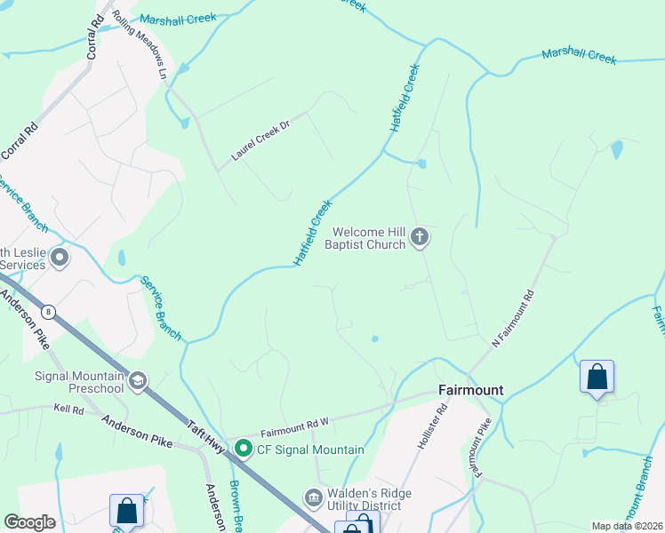 map of restaurants, bars, coffee shops, grocery stores, and more near 4272 Peppers Lane in Signal Mountain