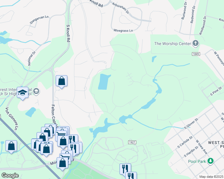 map of restaurants, bars, coffee shops, grocery stores, and more near 120 Holly Springs Court in Southern Pines