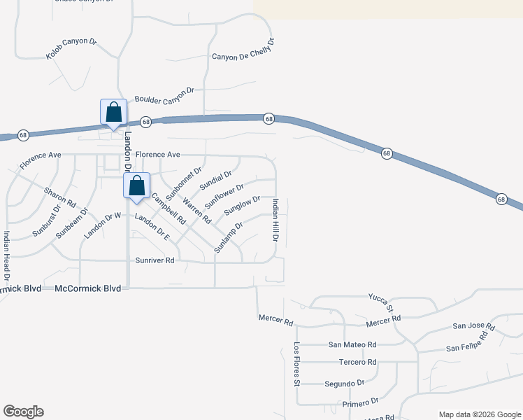 map of restaurants, bars, coffee shops, grocery stores, and more near 3476 Sunglow Drive in Bullhead City