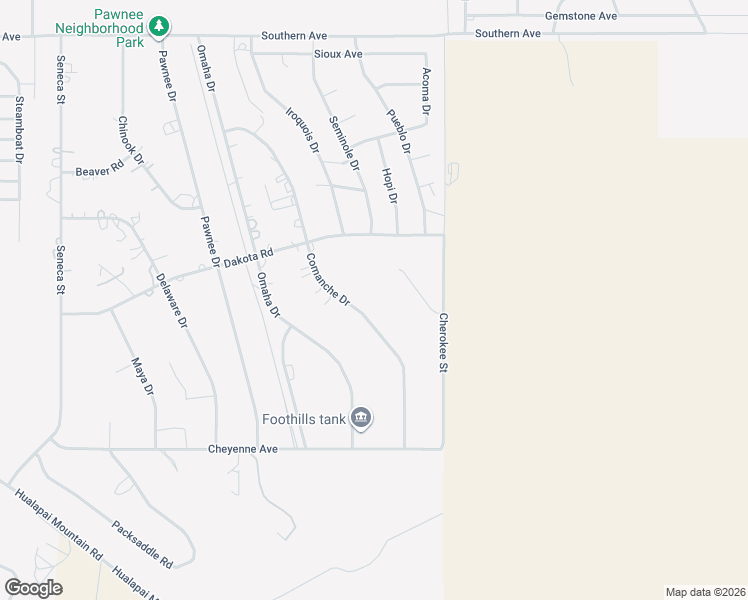 map of restaurants, bars, coffee shops, grocery stores, and more near 2140 Comanche Drive in Kingman