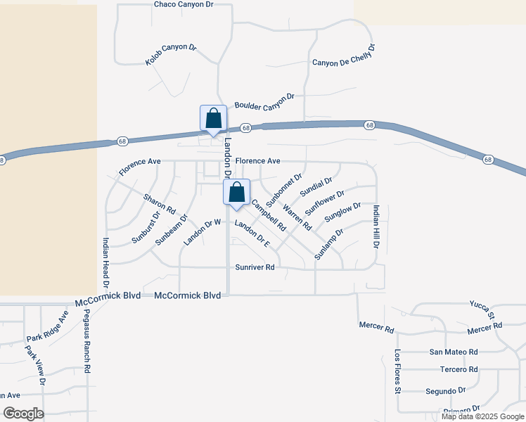 map of restaurants, bars, coffee shops, grocery stores, and more near 3415 Sunbonnet Drive in Bullhead City