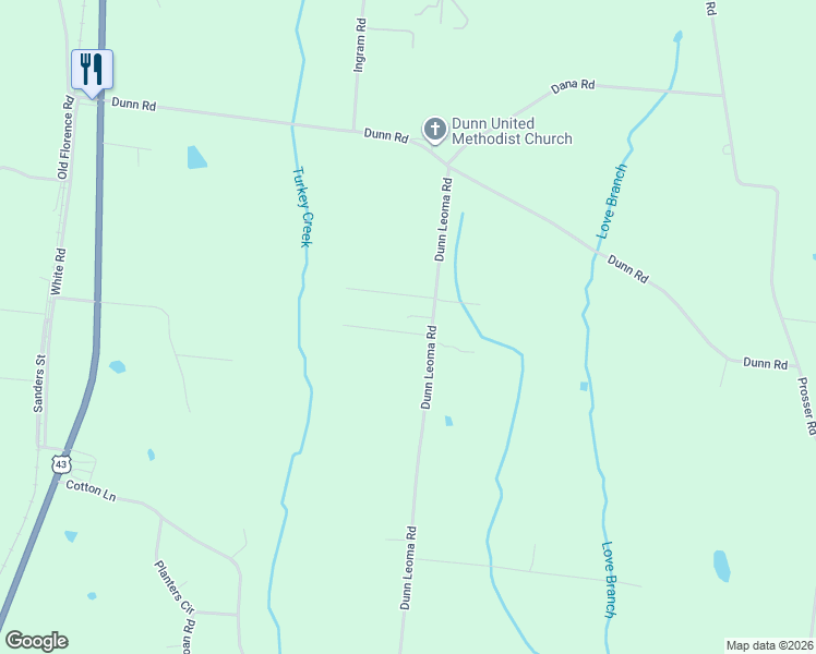 map of restaurants, bars, coffee shops, grocery stores, and more near 320 Dunn Leoma Road in Leoma