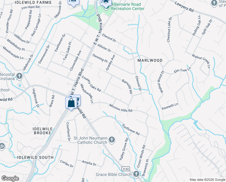 map of restaurants, bars, coffee shops, grocery stores, and more near 8316 Pine Field Court in Charlotte