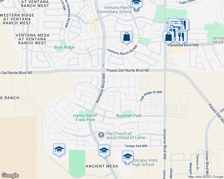 map of restaurants, bars, coffee shops, grocery stores, and more near 7120 Hearthstone Road Northwest in Albuquerque