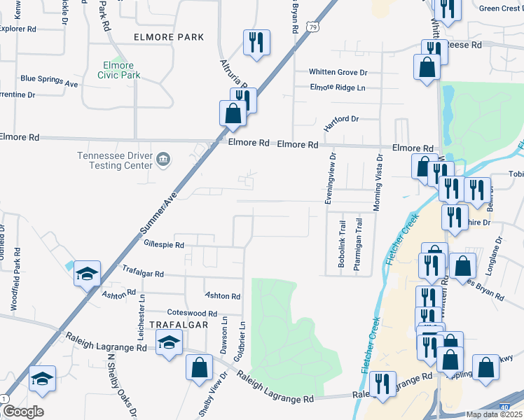 map of restaurants, bars, coffee shops, grocery stores, and more near 6480 Wimble Road in Memphis