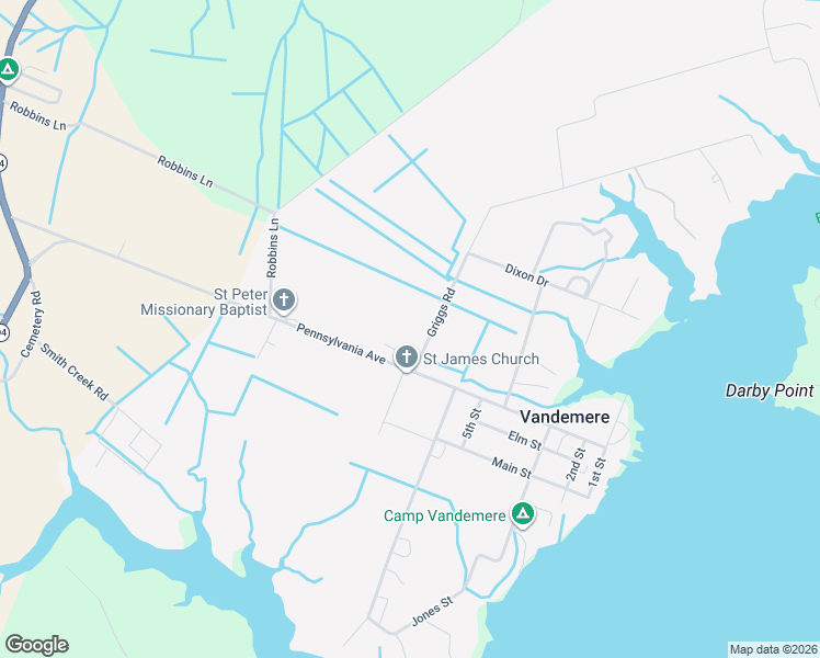 map of restaurants, bars, coffee shops, grocery stores, and more near 81 Griggs Road in Vandemere