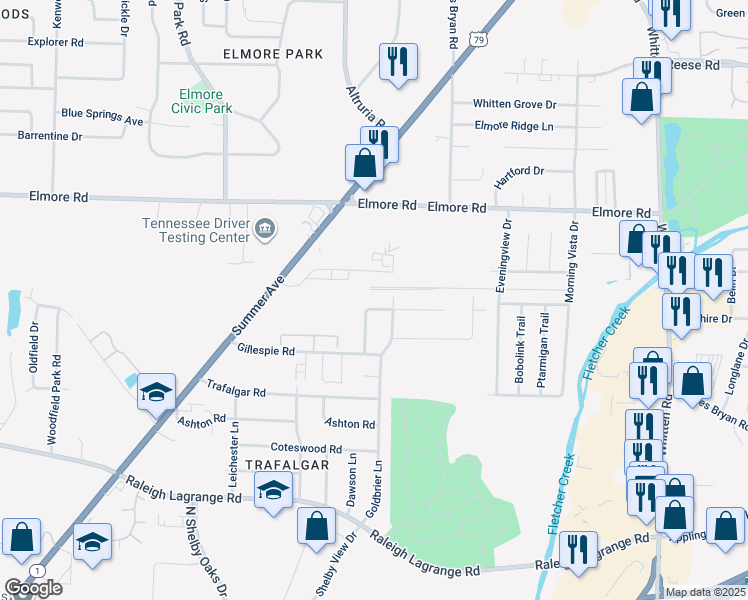 map of restaurants, bars, coffee shops, grocery stores, and more near 6436 Wimble Road in Memphis