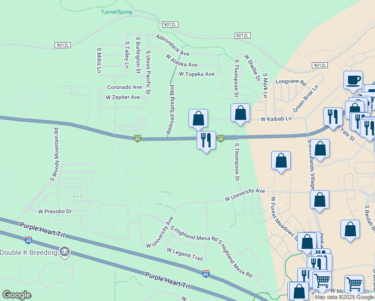 map of restaurants, bars, coffee shops, grocery stores, and more near 1971 West Historic Route 66 in Flagstaff
