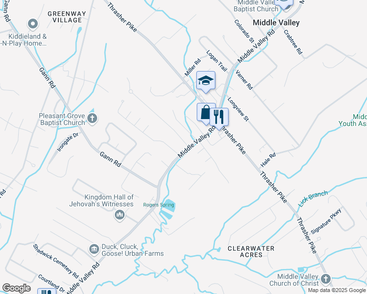 map of restaurants, bars, coffee shops, grocery stores, and more near 7626 Middle Valley Road in Middle Valley