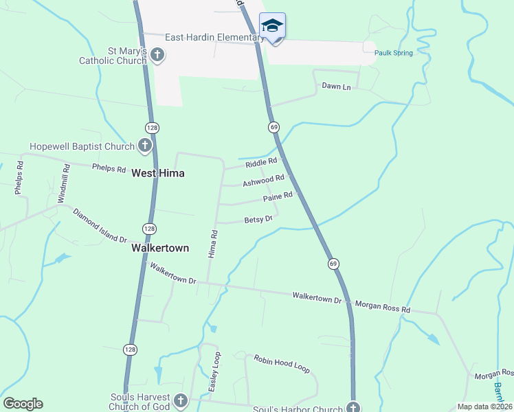 map of restaurants, bars, coffee shops, grocery stores, and more near 155 Paine Road in Savannah
