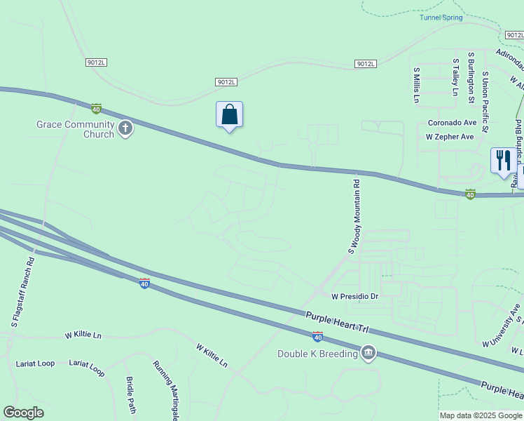map of restaurants, bars, coffee shops, grocery stores, and more near 2374 South Polaris Way in Flagstaff