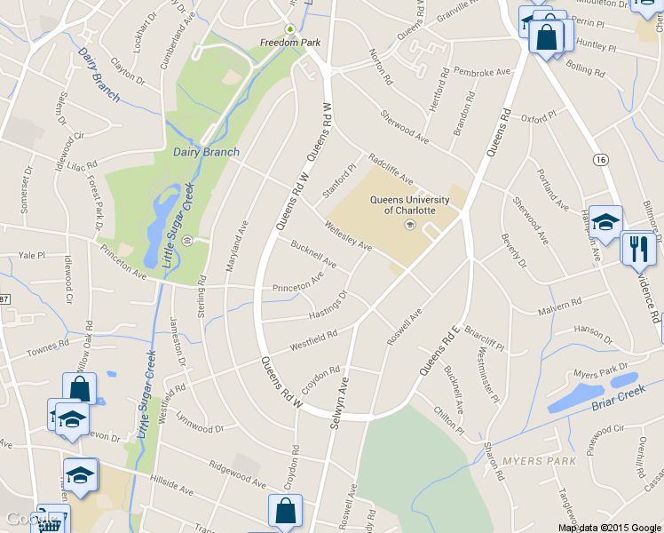 map of restaurants, bars, coffee shops, grocery stores, and more near 2146 Princeton Avenue in Charlotte