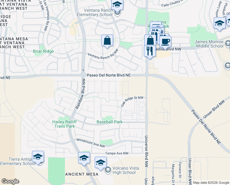 map of restaurants, bars, coffee shops, grocery stores, and more near 7000 Hearthstone Road Northwest in Albuquerque