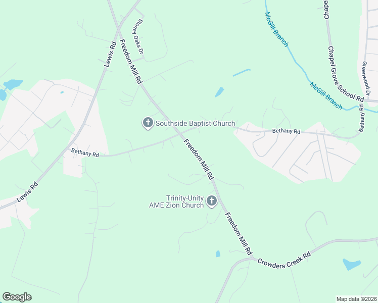 map of restaurants, bars, coffee shops, grocery stores, and more near 1522 Freedom Mill Road in Gastonia