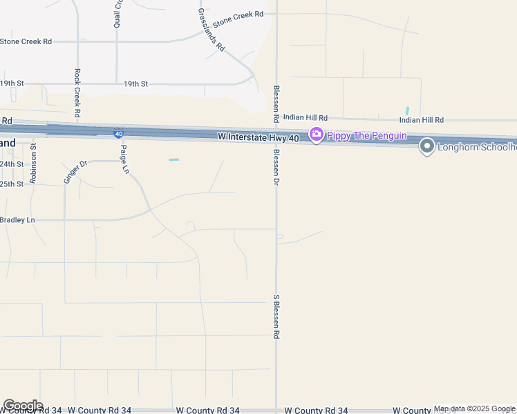 map of restaurants, bars, coffee shops, grocery stores, and more near 2623 South Blessen Road in Amarillo