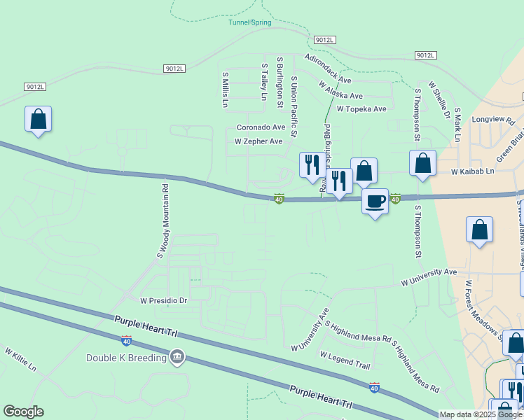 map of restaurants, bars, coffee shops, grocery stores, and more near 2401 W Rte 66 in Flagstaff