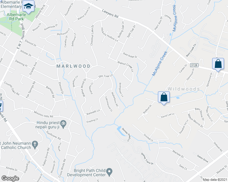 map of restaurants, bars, coffee shops, grocery stores, and more near 7221 Walterboro Road in Charlotte