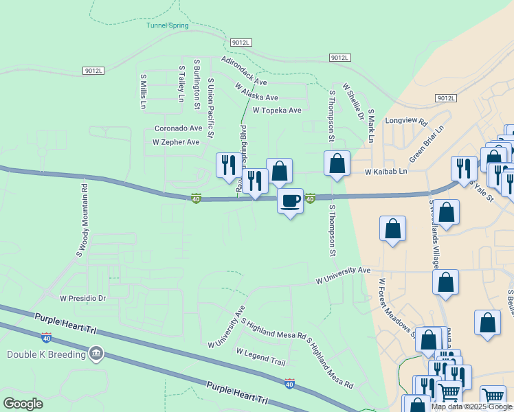 map of restaurants, bars, coffee shops, grocery stores, and more near 1971 West Historic Route 66 in Flagstaff