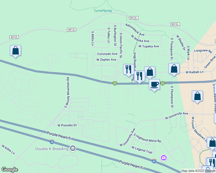 map of restaurants, bars, coffee shops, grocery stores, and more near 2401 West Route 66 in Flagstaff