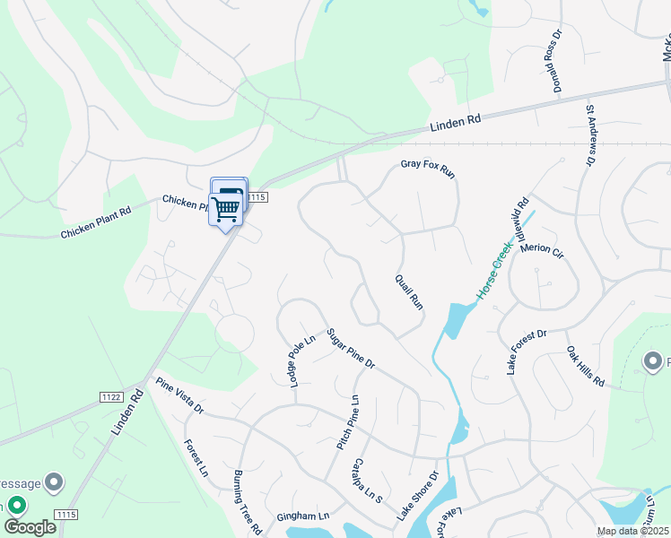 map of restaurants, bars, coffee shops, grocery stores, and more near 65 Towhee Run in Pinehurst