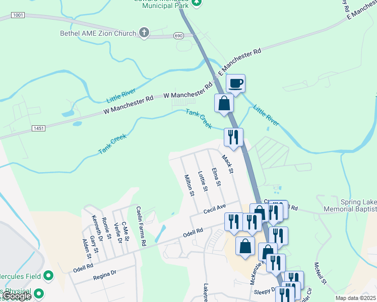 map of restaurants, bars, coffee shops, grocery stores, and more near 1604 Mack Street in Spring Lake