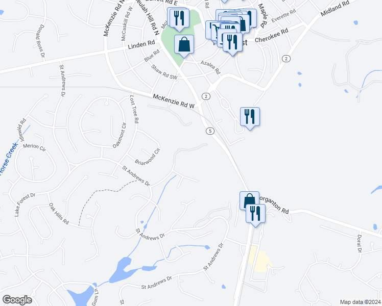 map of restaurants, bars, coffee shops, grocery stores, and more near 85 Pine Valley Road in Pinehurst