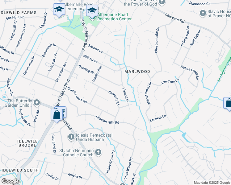 map of restaurants, bars, coffee shops, grocery stores, and more near 788 Denning Place in Charlotte
