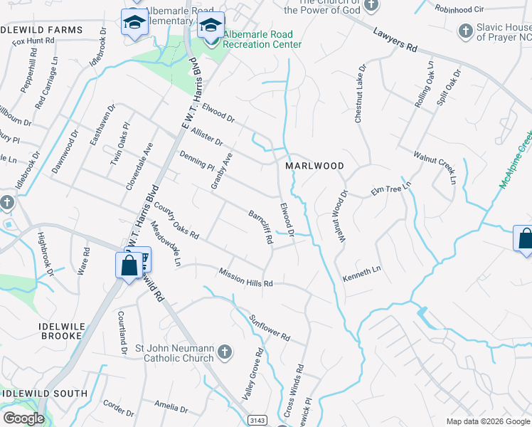 map of restaurants, bars, coffee shops, grocery stores, and more near 788 Denning Place in Charlotte