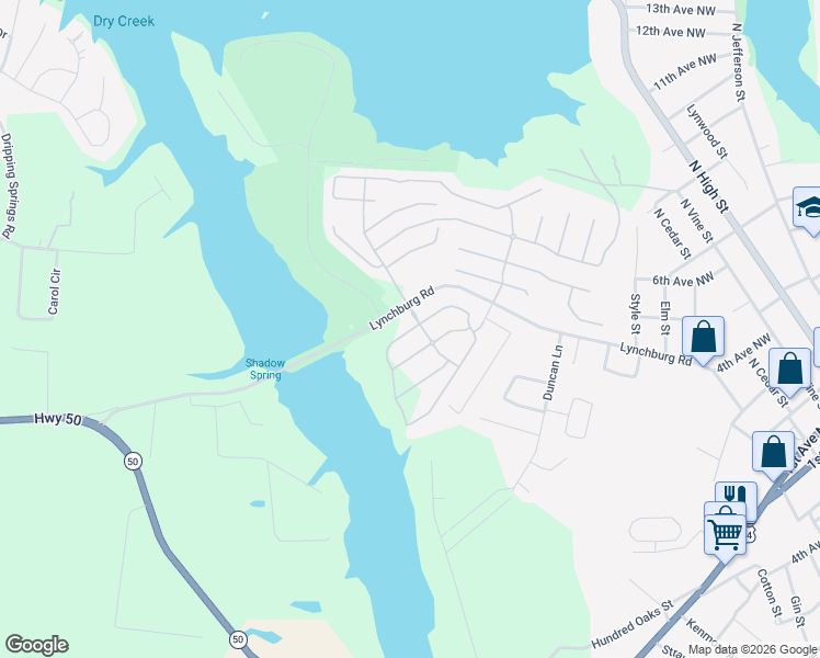 map of restaurants, bars, coffee shops, grocery stores, and more near 1311 Lynchburg Road in Winchester