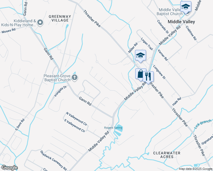 map of restaurants, bars, coffee shops, grocery stores, and more near 973 Wyndsor Drive in Middle Valley