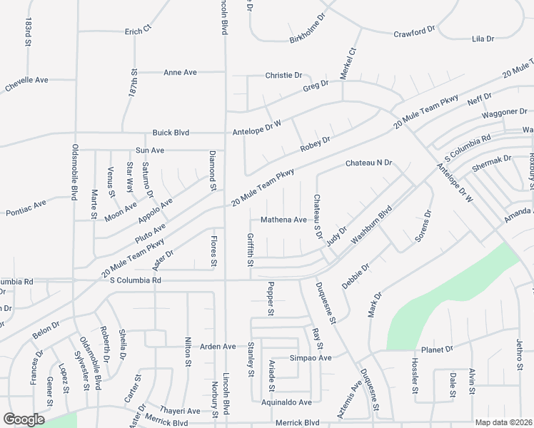 map of restaurants, bars, coffee shops, grocery stores, and more near Mathena Court in California City