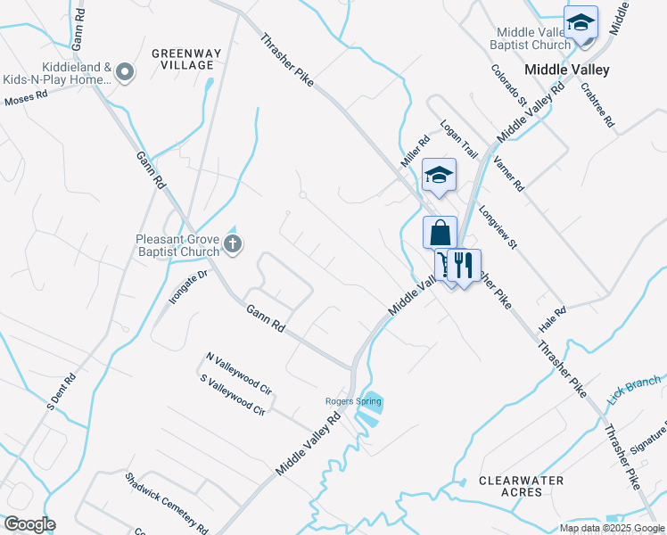 map of restaurants, bars, coffee shops, grocery stores, and more near 973 Wyndsor Drive in Middle Valley