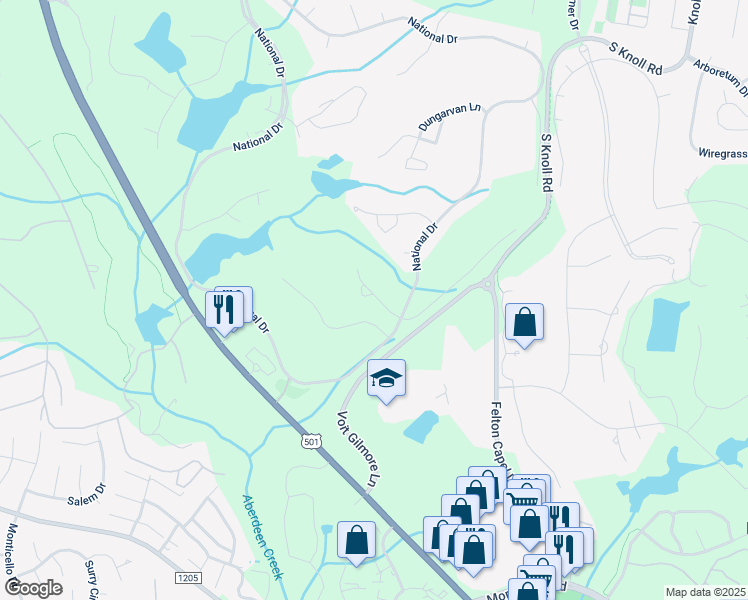 map of restaurants, bars, coffee shops, grocery stores, and more near 180 Cruden Bay Circle in Pinehurst