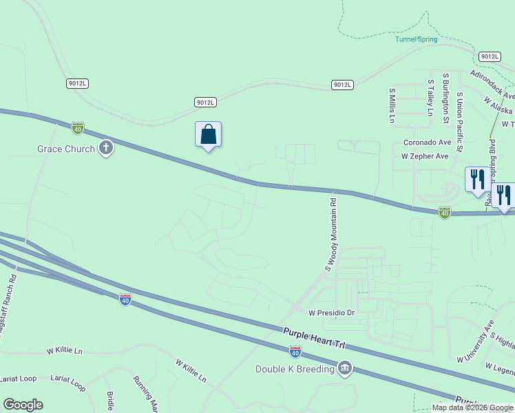 map of restaurants, bars, coffee shops, grocery stores, and more near 2292 South Alvan Clark Boulevard in Flagstaff