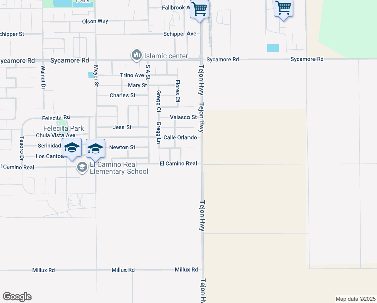 map of restaurants, bars, coffee shops, grocery stores, and more near 200 Gonzales Street in Arvin