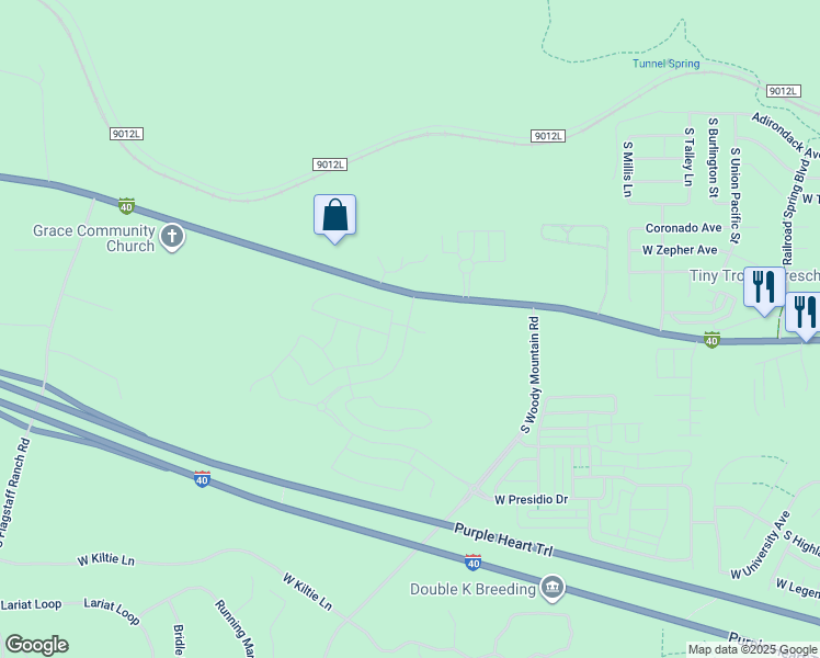 map of restaurants, bars, coffee shops, grocery stores, and more near 2292 South Alvan Clark Boulevard in Flagstaff