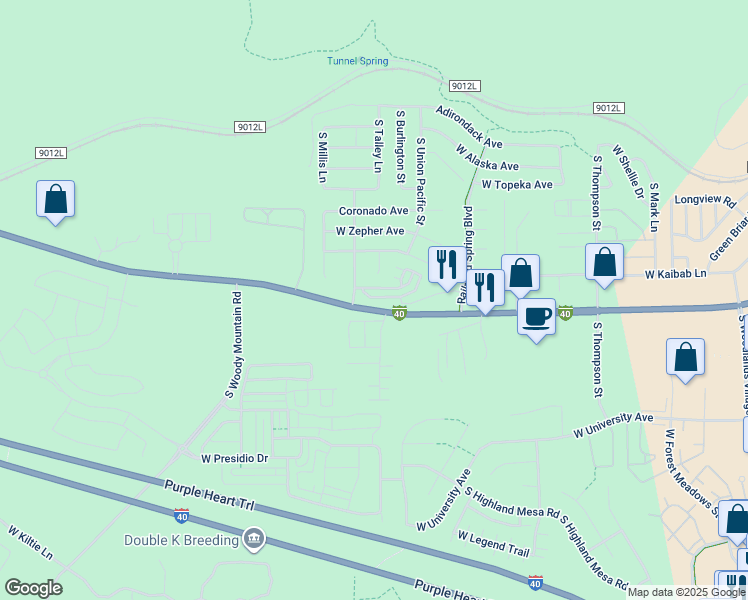map of restaurants, bars, coffee shops, grocery stores, and more near 2553 West Cripple Creek Drive in Flagstaff