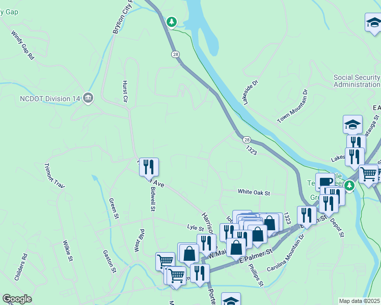 map of restaurants, bars, coffee shops, grocery stores, and more near 91 Crisp Street in Franklin